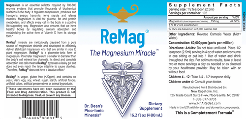 ReMag - The Magnesium Miracle | Magnésium liquide Pico-ion du Dr Dean - 480ml