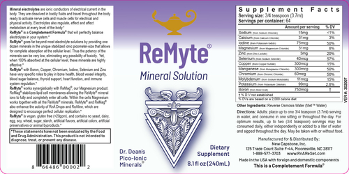 ReMyte - Solution minérale | Solution multi-minérale Pico-ion du Dr Dean -  240ml
