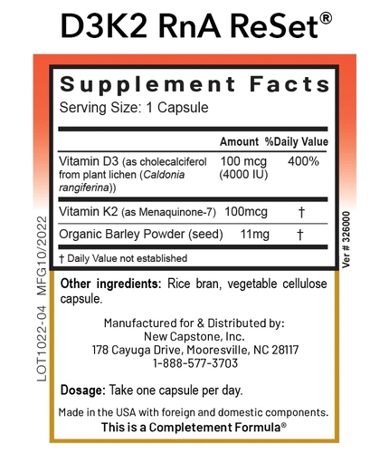 D3K2 ReSet - Vitamine D avec vitamine K - 60 Gélules