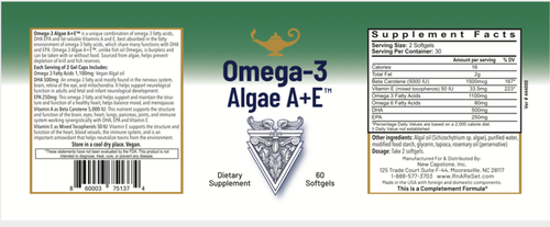 Omega-3 Algae A+E - Oméga-3 acide gras végétalien à partir des algues à la vitamine A+E